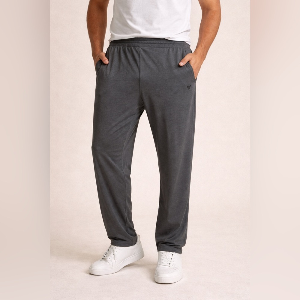 New Emporio Armani Logo Sweatpant Men's 3XL Gray Knit Modal Trousers